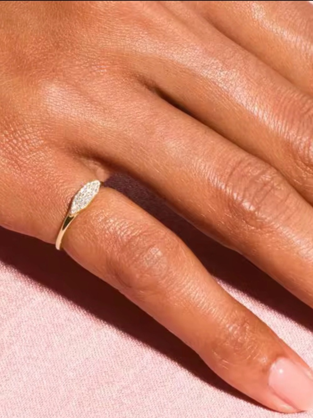 Gold Pavé Microstone Ring - Elegant Yellow Gold Tone